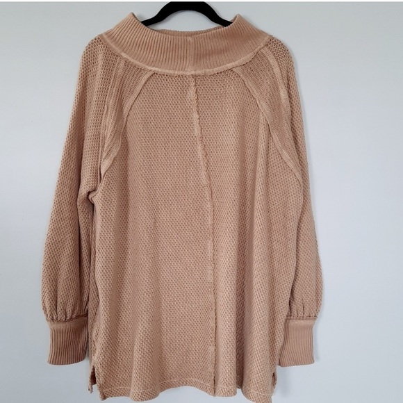 Free People Shes a Keeper Vented-Hem Tunic Sweater Tan - Picture 7 of 9